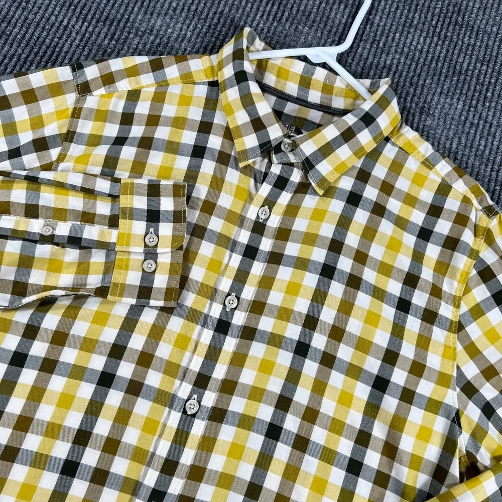 The North Face Shirt Mens Large Yellow Plaid Long Sleeve Button Up Outdoor Hike